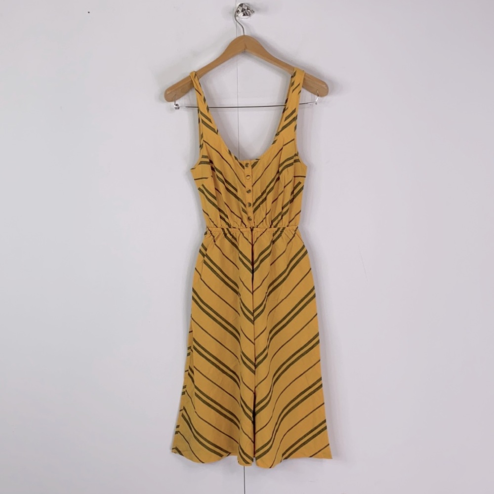 Cooperative Stripe Sleeveless Elastic Waist Pocket Casual Cotton Dress